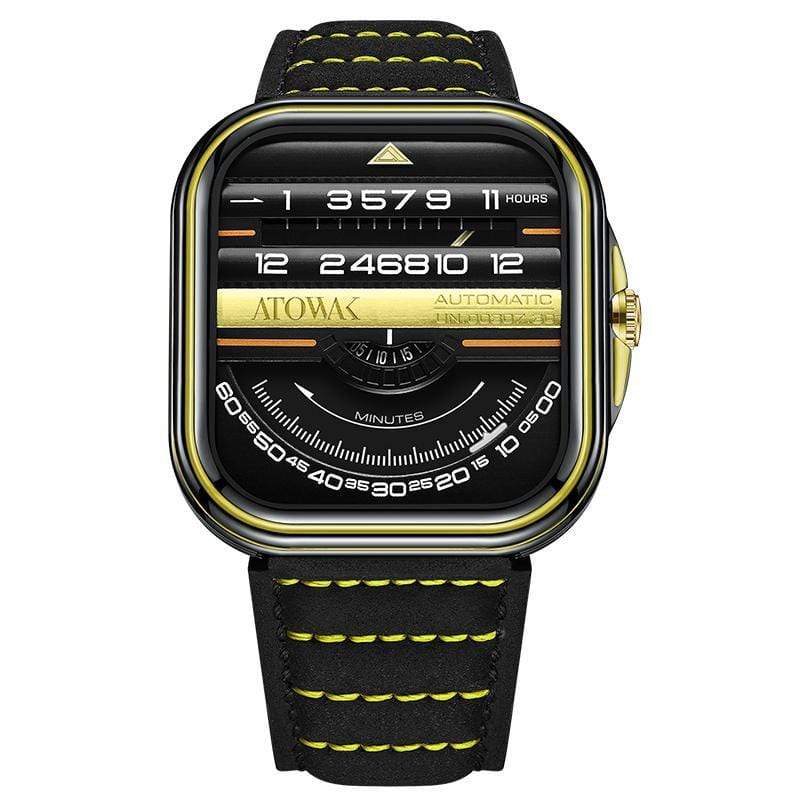 Atowak Window Pro Black-yellow Dial Classic Man's Automatic Watch-WATCHshopin