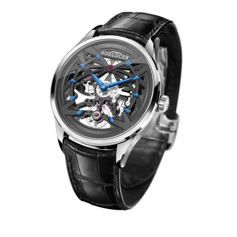 WATCHshopin Agelocer Schwarzwald II Series Men's Hollow Black Mechanical Watch