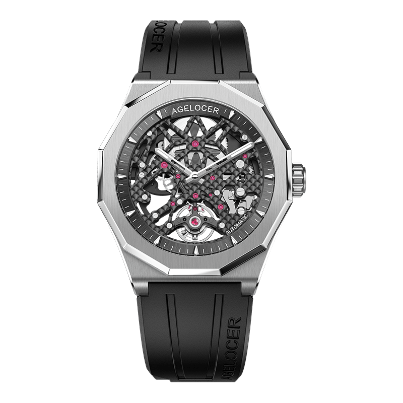 WATCHshopin Agelocer Schwarzwald Series Hollow Men's Mechanical Watch