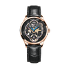WATCHshopin Rose Gold Leather Strap Agelocer Schwarzwald Series Ladies Black Mechanical Watches