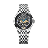WATCHshopin Silver Steel Strap Agelocer Schwarzwald Series Ladies Black Mechanical Watches
