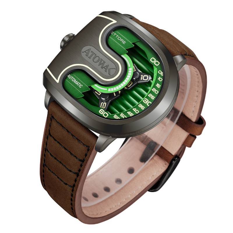 Atowak 手表 Atowak Ettore Drift 4-Arm Wandering Hour Dark Green Watches