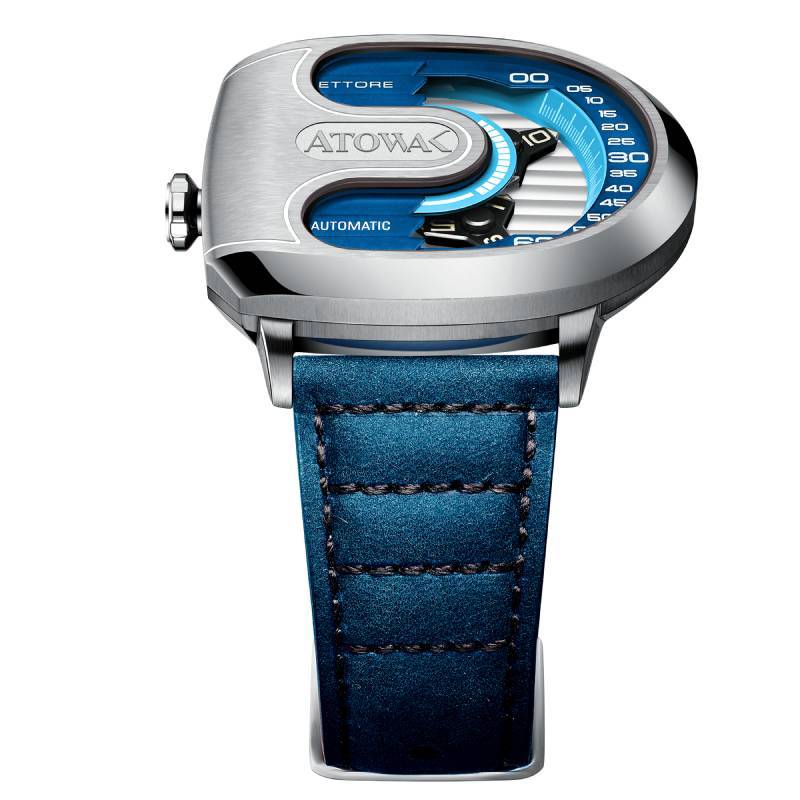Atowak 手表 Atowak Ettore Drift 4-Arm Wandering Hour Sliver Blue Watches