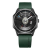 Binliwatch Casual Green Rubber Watch BINLI 8602 Leather Automatic Innovative design Men's Watch