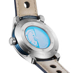 Denhima Fahion Blue Leather Strap Denhima Fashion Retro Design Man's  Blue Automatic Watch