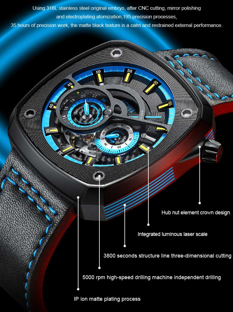 Bonest Gatti 6601 Leather Man's Automatic Watch-WATCHshopin