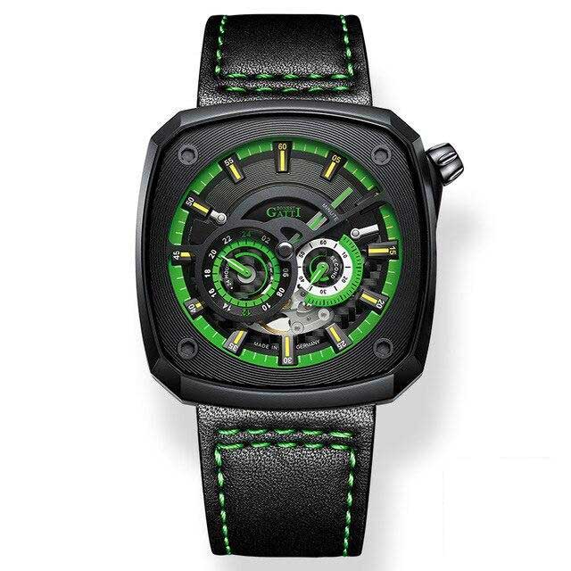 Gatti Racing green Bonest Gatti 6601 Leather Man's  Green Automatic Watch
