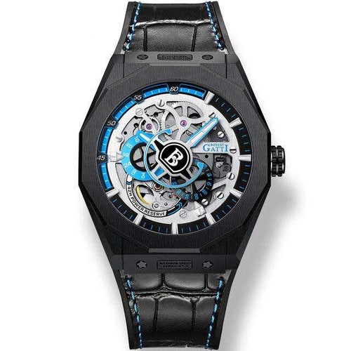 Gatti Racing Leather Strap Bonest Gatti 7601  Man's Black Automatic Watch
