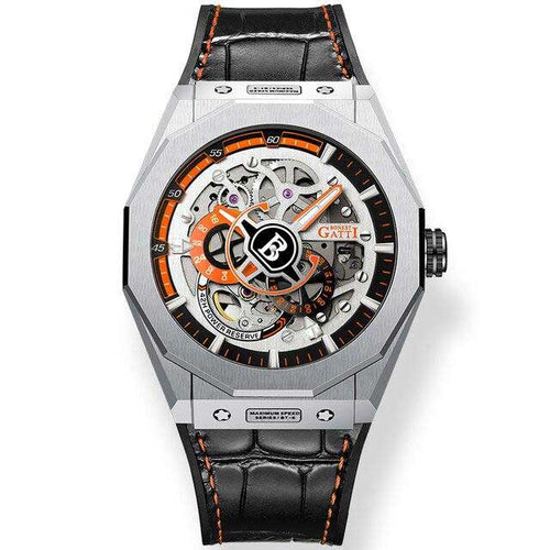 Gatti Racing Leather Strap Bonest Gatti 7601  Man's Orange Automatic Watch