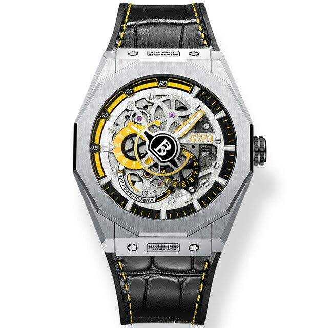 Gatti Racing Leather Strap Bonest Gatti 7601  Man's Yellow Automatic Watch