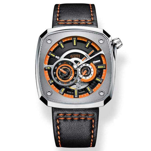Gatti Racing orange Bonest Gatti 6601 Leather Man's  Orange Automatic Watch