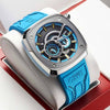 Gatti Racing Rubber Strap Bonest Gatti 6601 Leather Man's  Silver-blue Automatic Watch
