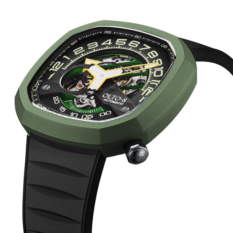 OLTO-8 WATCHES INFINITY II OLTO-8 INFINITY II  Arabic Numeral Skeleton Green Case Mechanical Watch