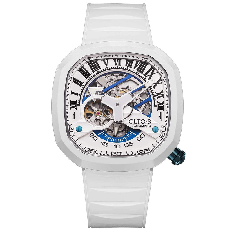 OLTO-8 WATCHES INFINITY II OLTO-8 INFINITY II Roman Numerals Skeleton White Case Mechanical Watch
