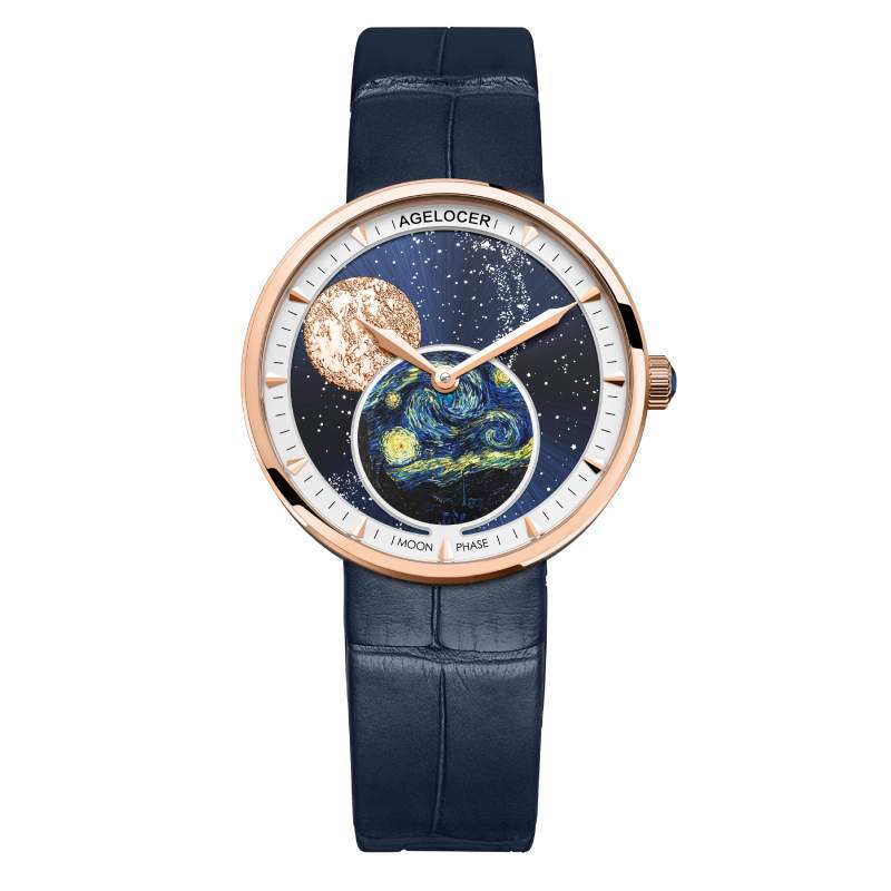 WATCHshopin Agelocer Astronomer Series Leather Ladies Quartz Watches