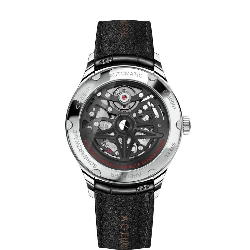 WATCHshopin Agelocer Schwarzwald II Series Men's Hollow Crystal Inlaid Mechanical Watch