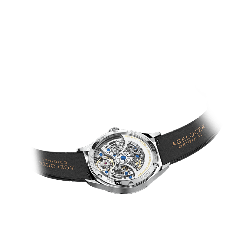 WATCHshopin Agelocer Schwarzwald Series Ladies Black Crystal Inlaid Mechanical Watches