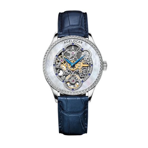 WATCHshopin Agelocer Schwarzwald Series Ladies Crystal Inlaid Mechanical Watches