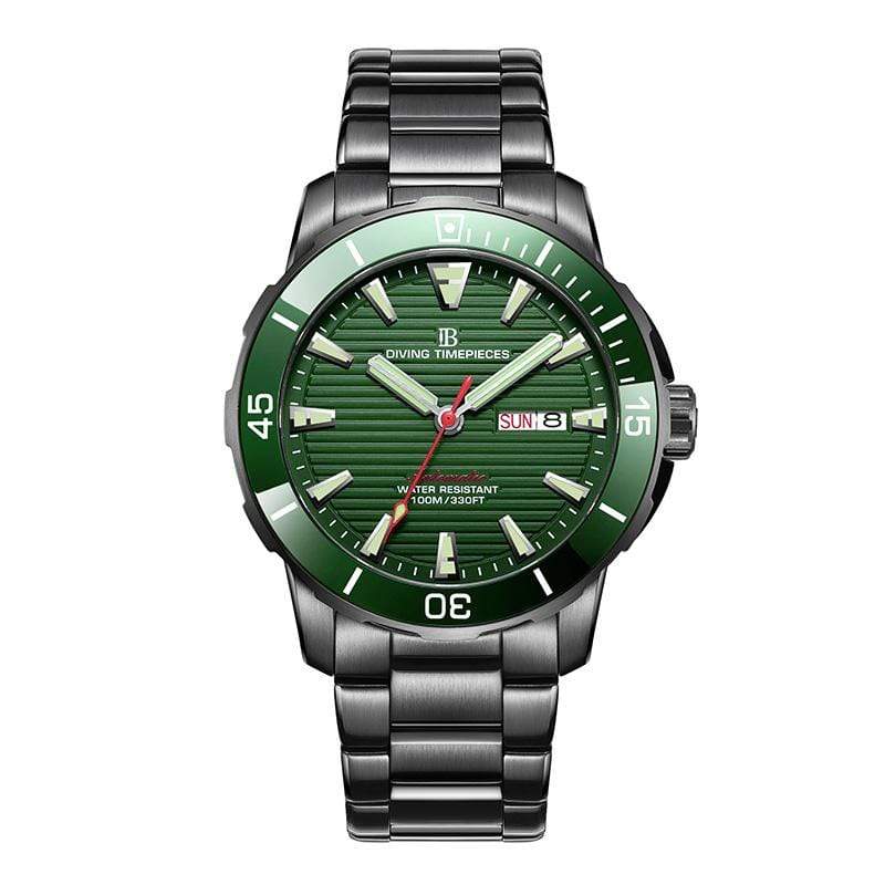 Steel Strap And Green Dial