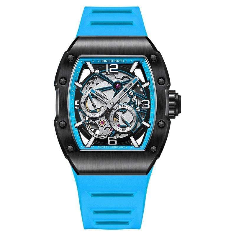 WATCHshopin Black-Blue Bonest Gatti 9903 Rubber Man's Black-Blue Automatic Watch