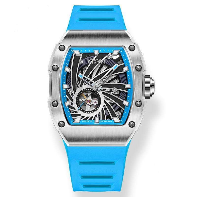 WATCHshopin LIGHT BLUE Bonest Gatti 9901-A1-5 Rubber Man's Blue-Silver Automatic Watch