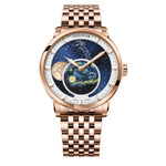 WATCHshopin Rose-gold Agelocer Astronomer Series Stainless Steel Strap Men's Mechanical Watch