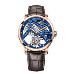 WATCHshopin Rose gold-Leather Strap Agelocer Tourbillon Series II Men's Hollow Mechanical Watch