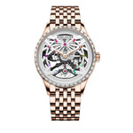 WATCHshopin Rose Gold-Steel Strap Agelocer Schwarzwald II Series Men's Crystal Inlaid Hollow Mechanical Watch