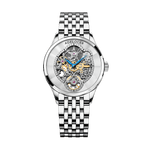 WATCHshopin Rose Gold Steel Strap Agelocer Schwarzwald Series Ladies Mechanical Watches