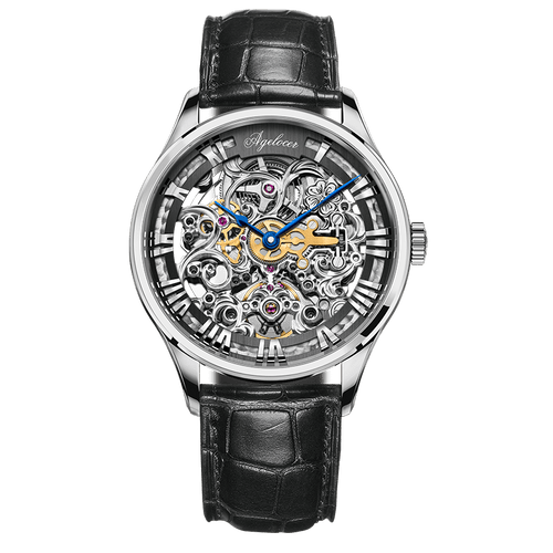 WATCHshopin Silver Leather Strap Agelocer Bosch Series