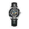WATCHshopin Silver Leather Strap Agelocer Schwarzwald Series Ladies Black Mechanical Watches