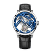 WATCHshopin Silver-Leather Strap Agelocer Tourbillon Series II Men's Hollow Mechanical Watch